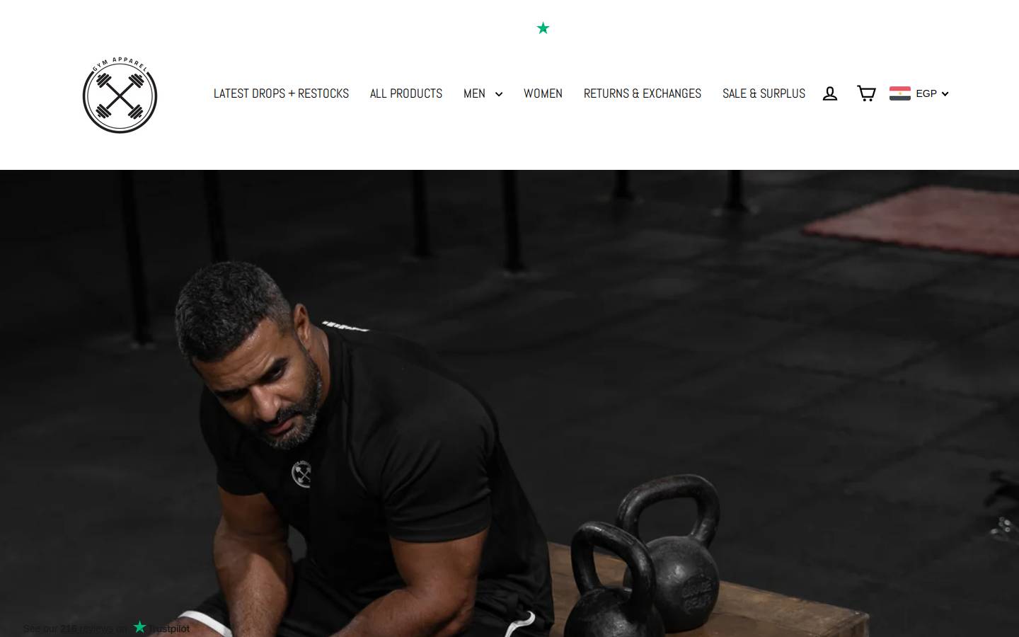 Gym Apparel homepage screenshot