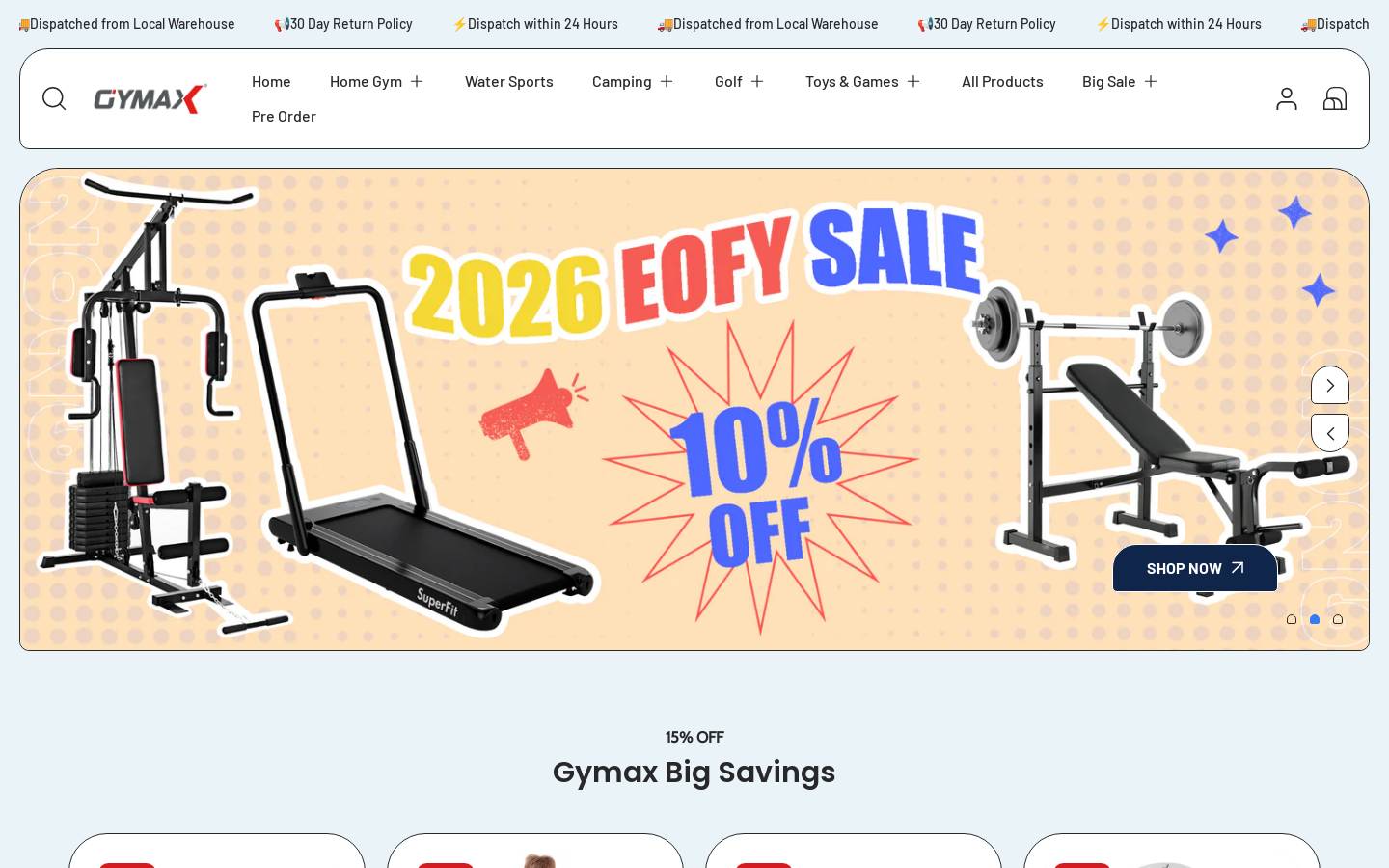 gymax.com.au homepage screenshot