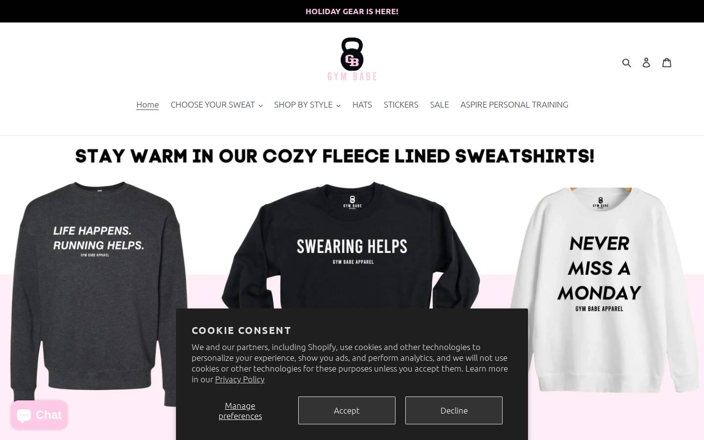 gymbabeapparel.com homepage screenshot