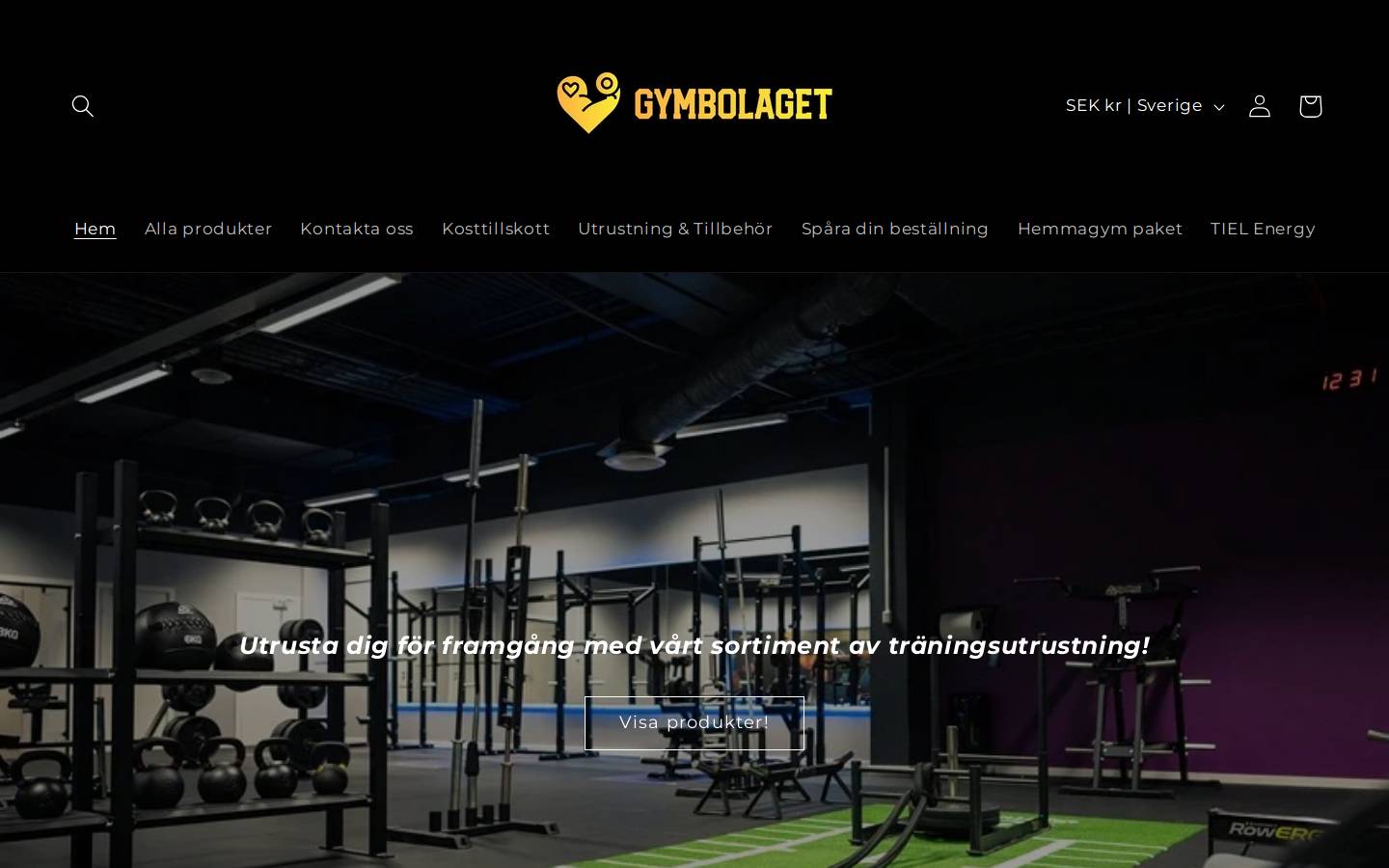 Gymbolaget homepage screenshot