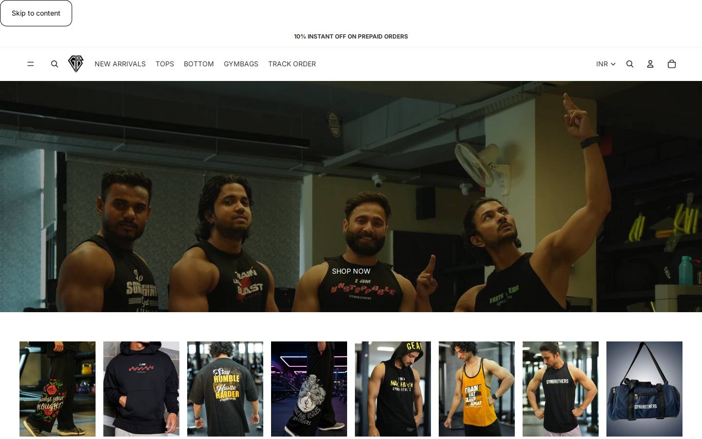 gymbrothers.in homepage screenshot