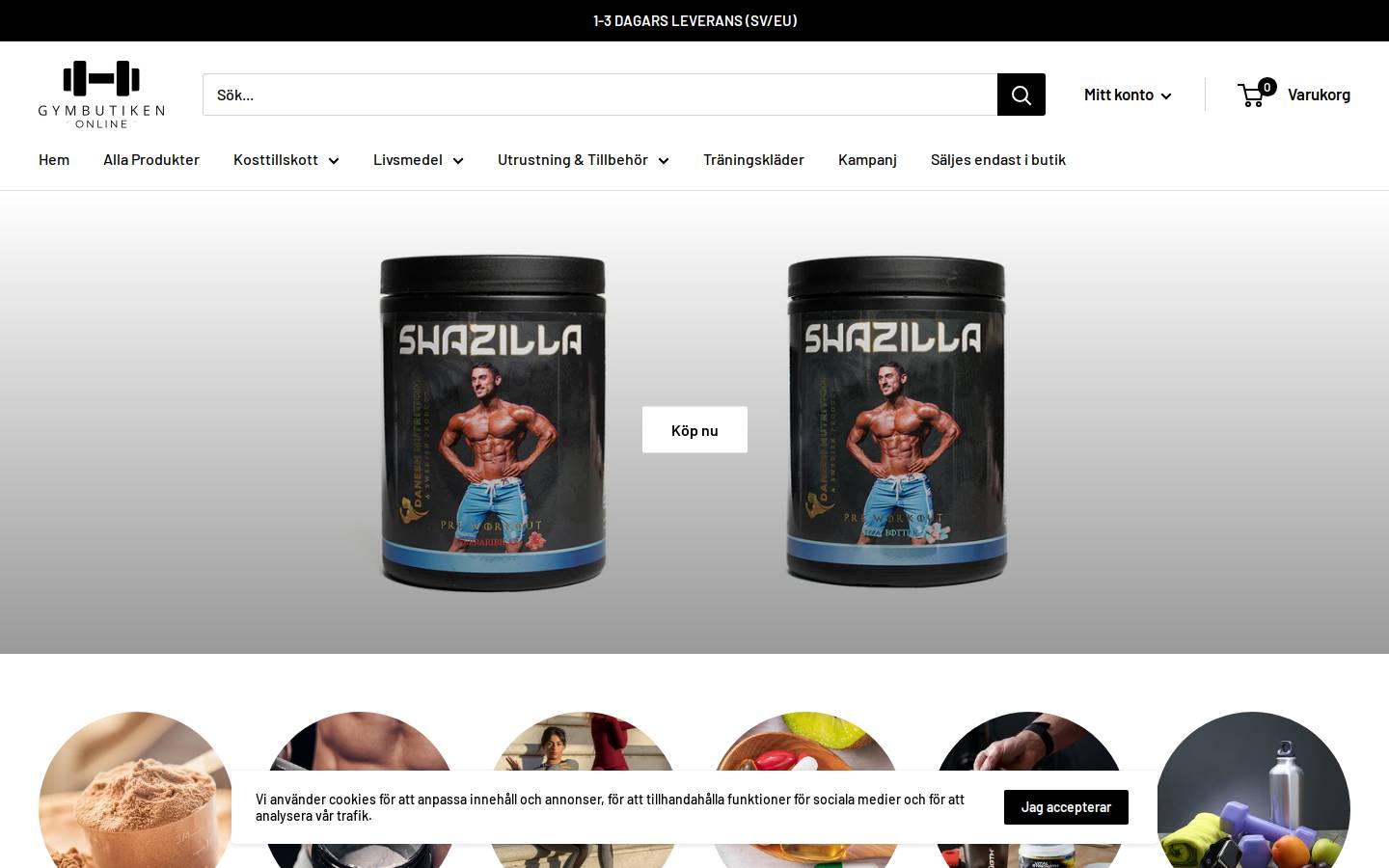 gymbutikenonline.se homepage screenshot