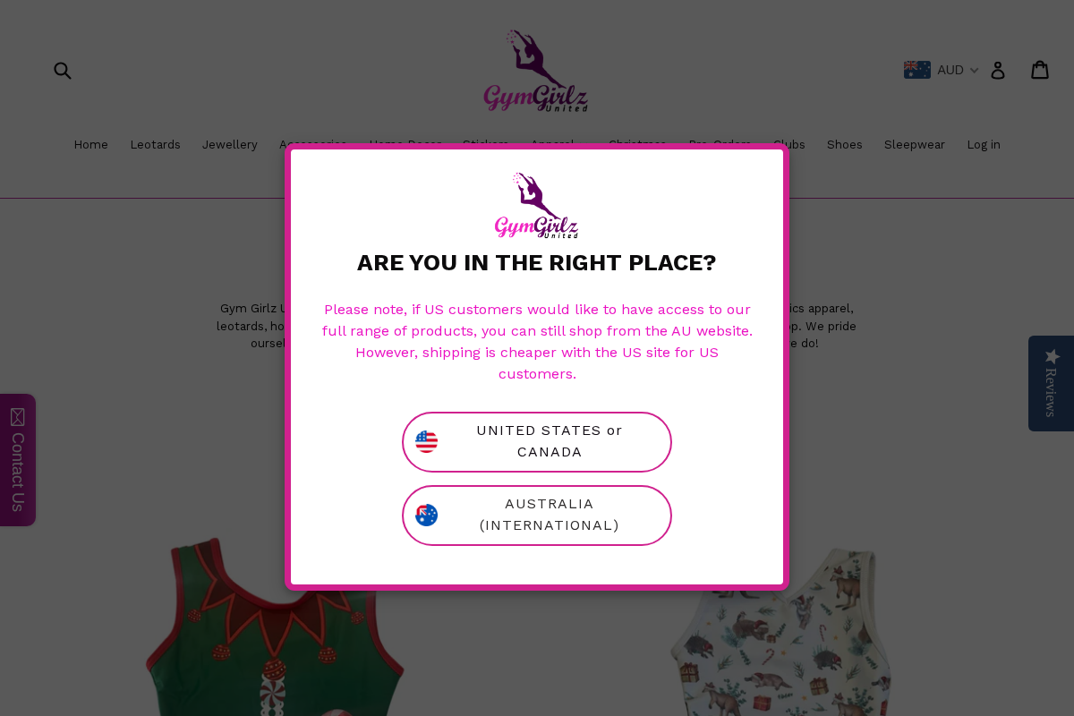 Gym Girlz United homepage screenshot