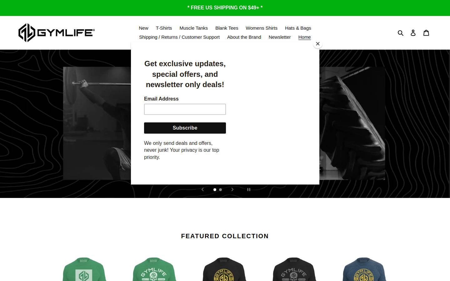 gymlifegear.com homepage screenshot