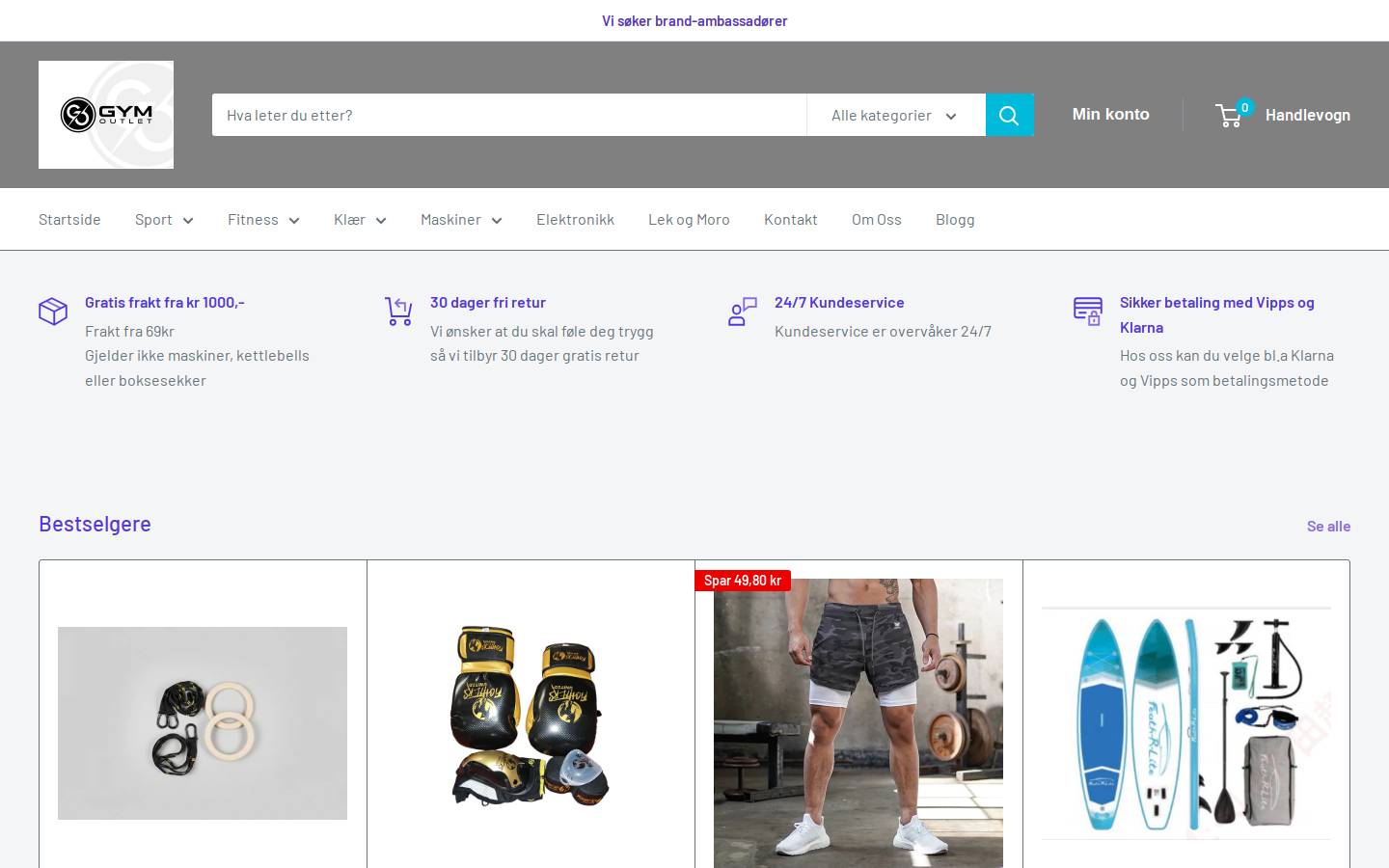 Gymoutlet homepage screenshot