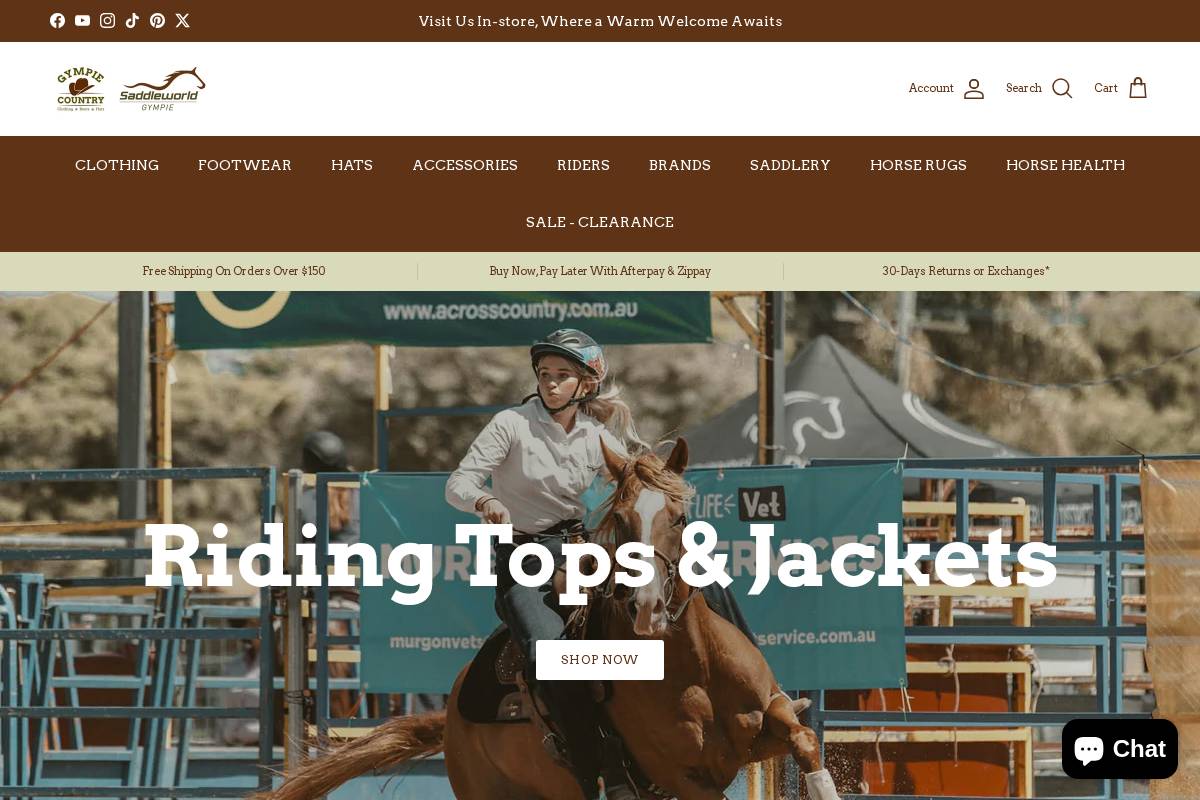 gympiesaddleworld.com.au homepage screenshot