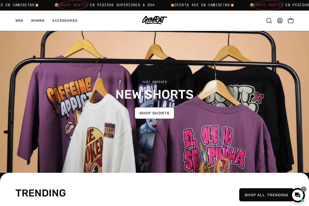 GYMRATS Wear homepage screenshot