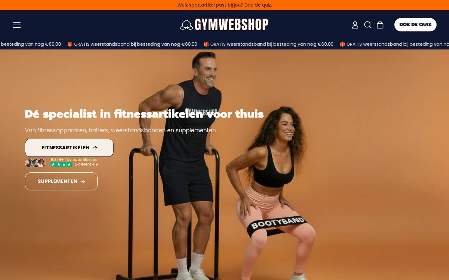 Gymwebshop homepage screenshot