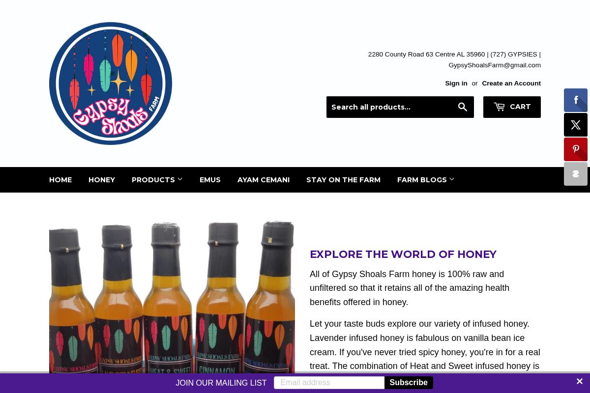 Gypsy Shoals Farm homepage screenshot