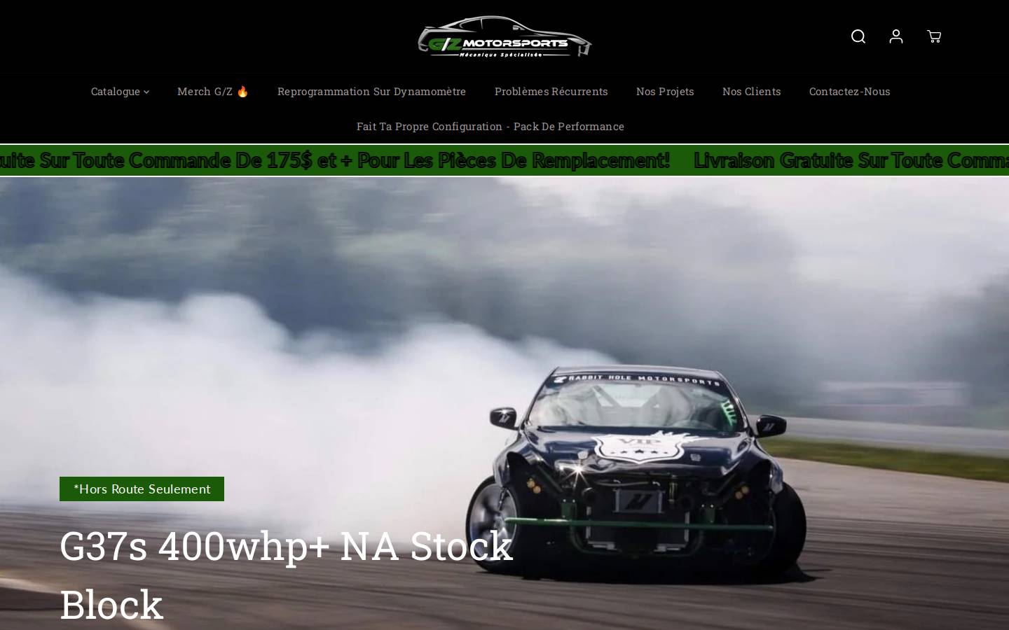 gzmotorsports.ca homepage screenshot