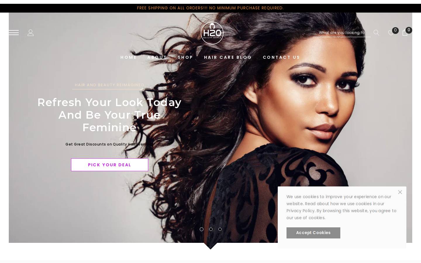 h2obeautyworld.com homepage screenshot