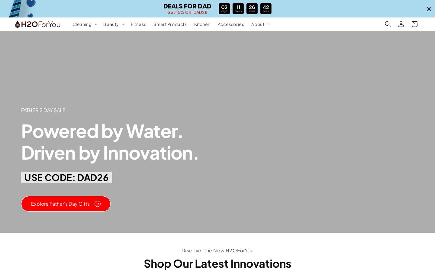 h2oforyou.com homepage screenshot