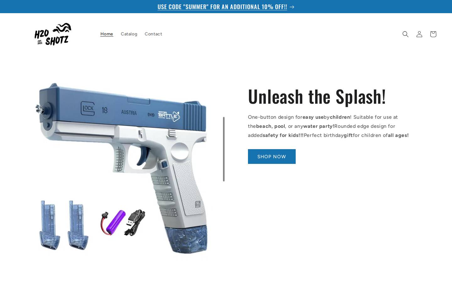 h2oshotz.com homepage screenshot