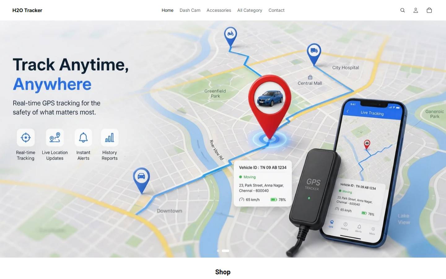 h2otracker.in homepage screenshot