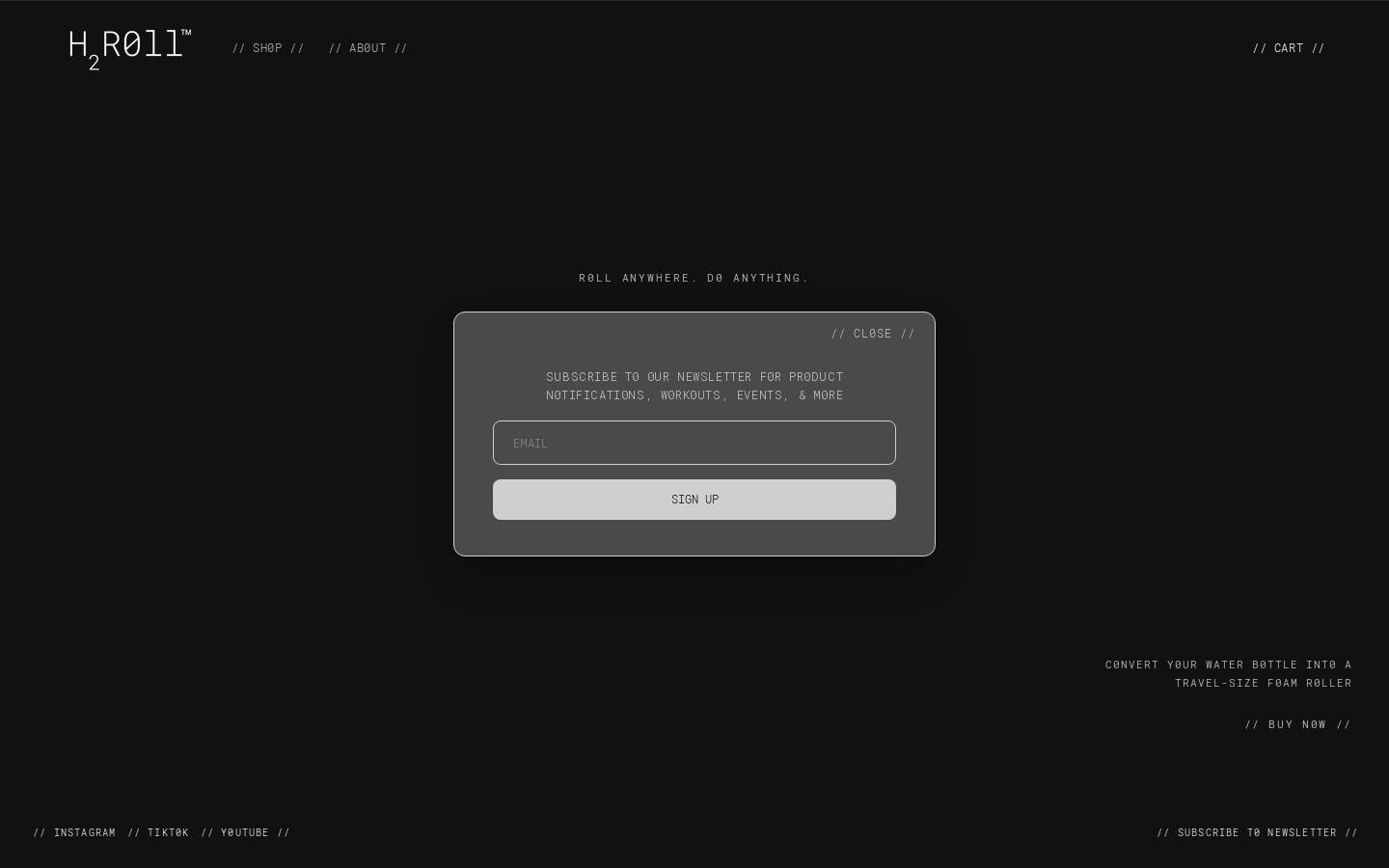 h2roll.com homepage screenshot