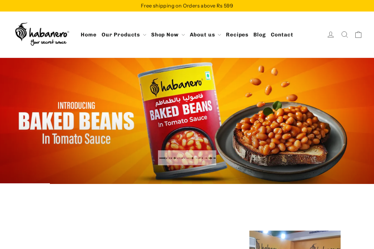 Habanero Foods homepage screenshot
