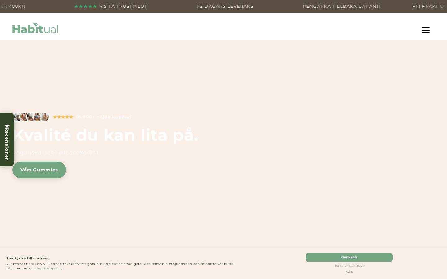 Habitual homepage screenshot