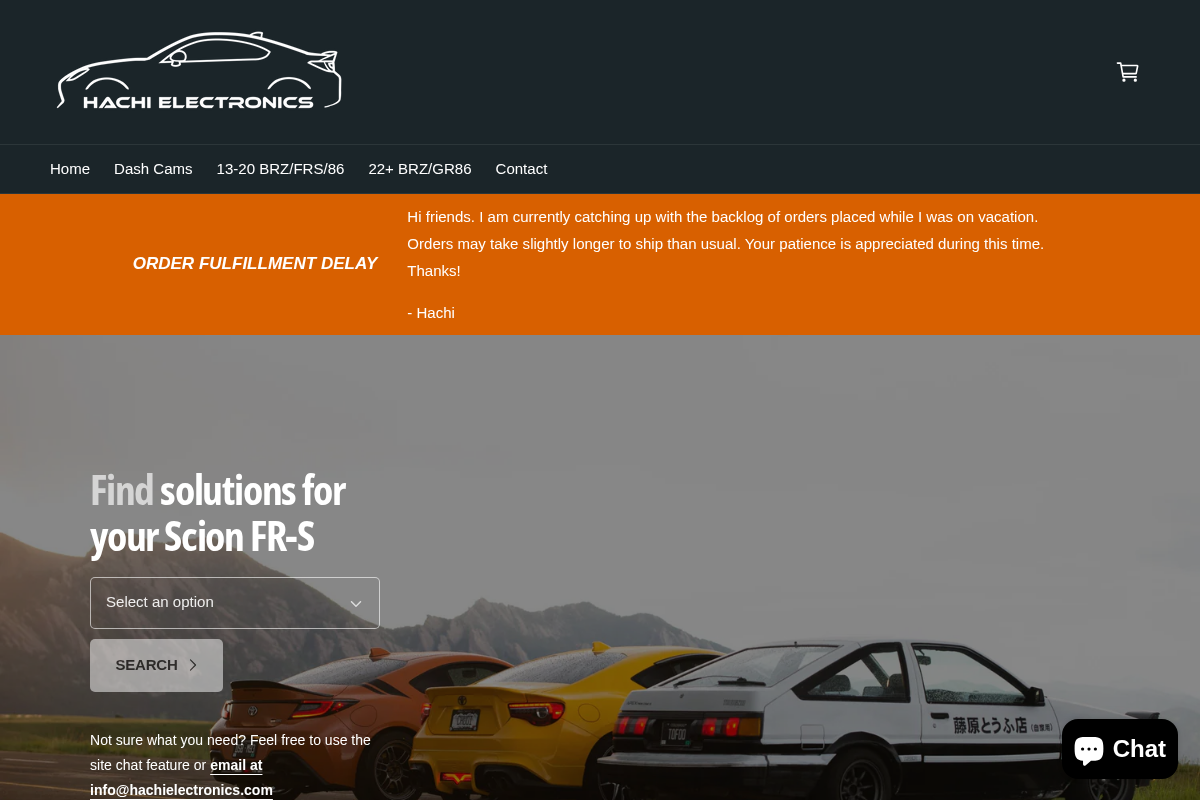 Hachi Electronics homepage screenshot