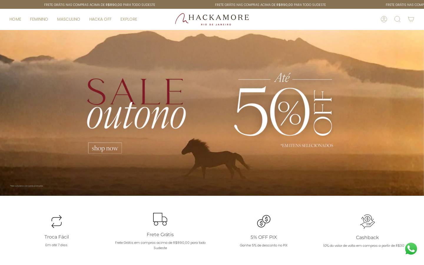 hackamore.com.br homepage screenshot