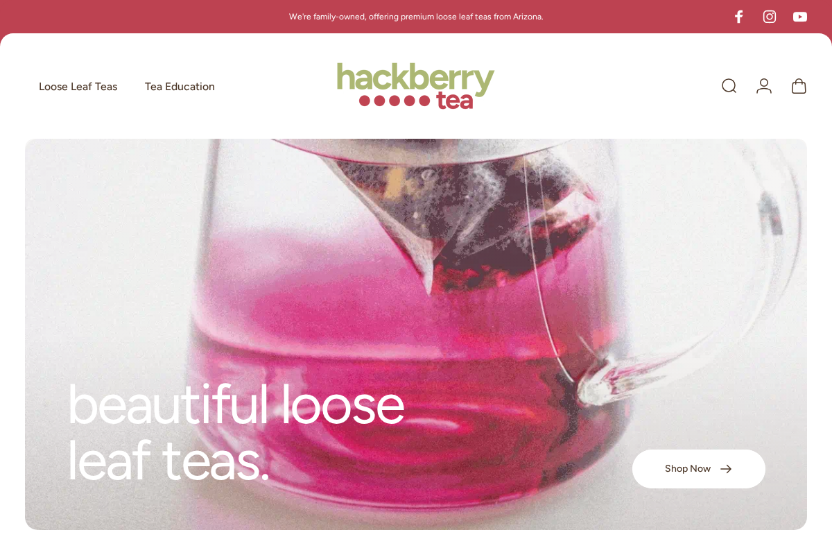 Hackberry Tea homepage screenshot