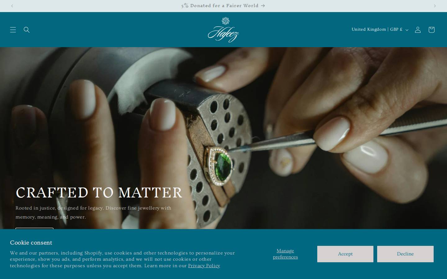 Hafeez Jewellery (we do not sell on Amazon) homepage screenshot