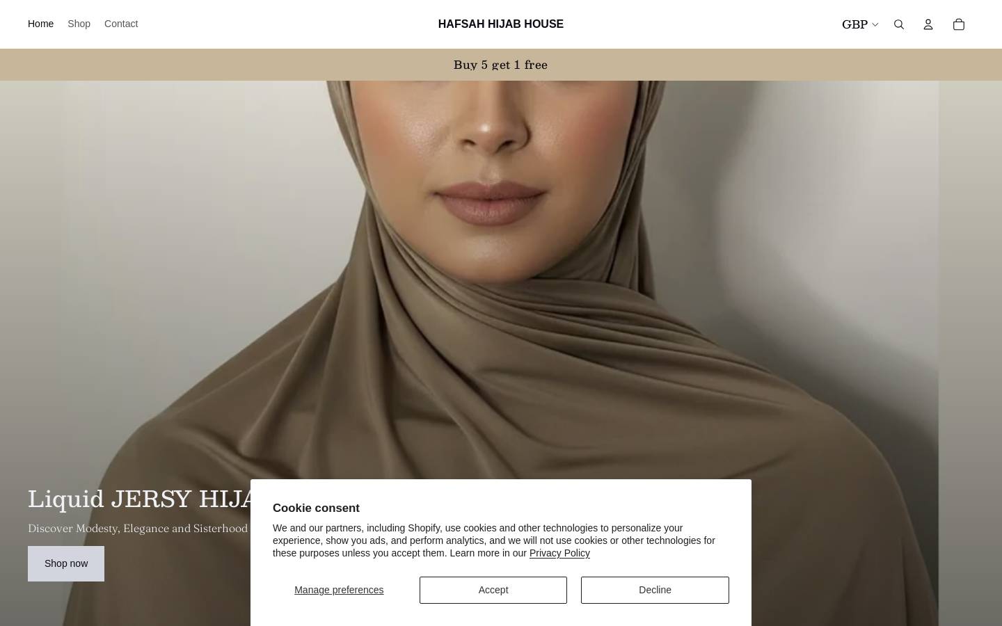 hafsahhijabhouse.com homepage screenshot
