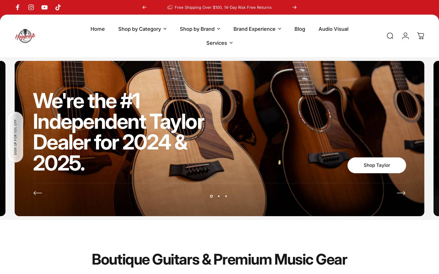 haggertysmusic.com homepage screenshot