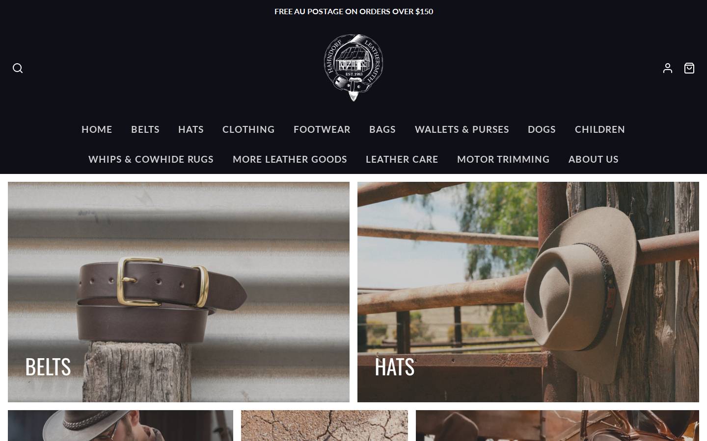 hahndorfleathersmith.com.au homepage screenshot