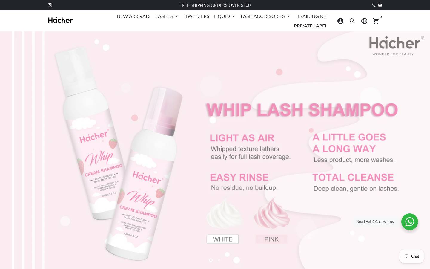 haicherlashes.com homepage screenshot