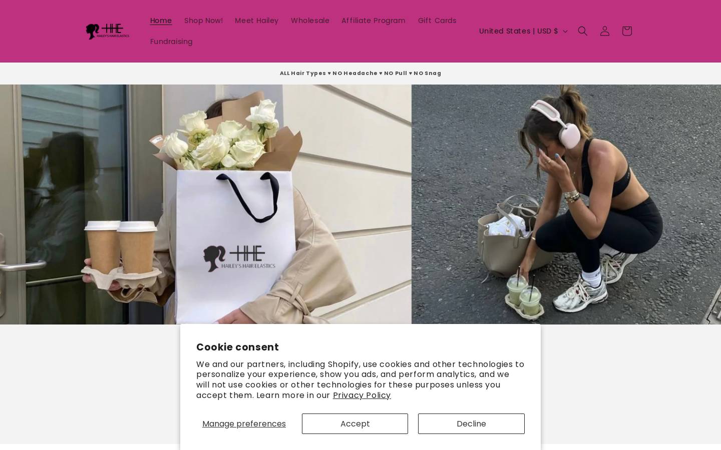 haileyshairelastics.com homepage screenshot