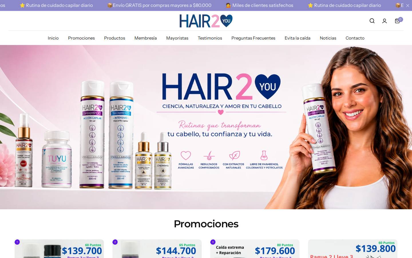 hair2you.co homepage screenshot
