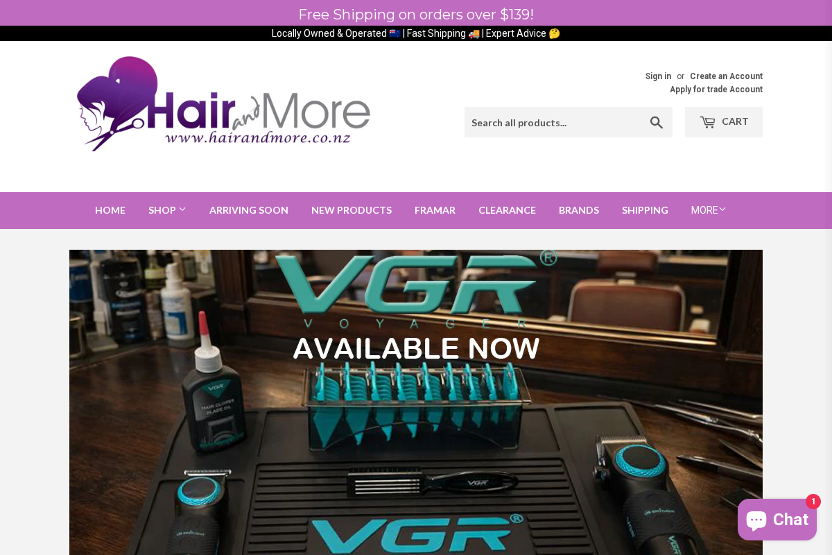 Hair and More homepage screenshot