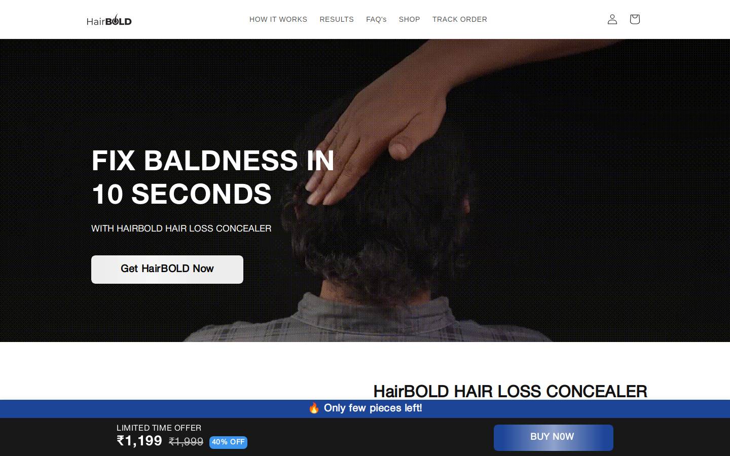 hairbold.in homepage screenshot