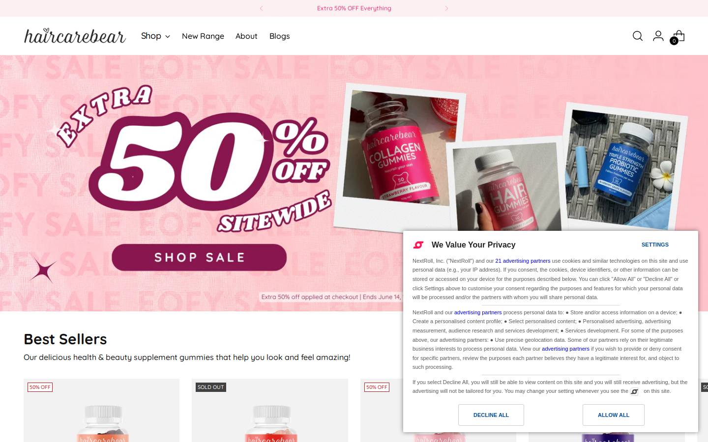 haircarebear.com homepage screenshot