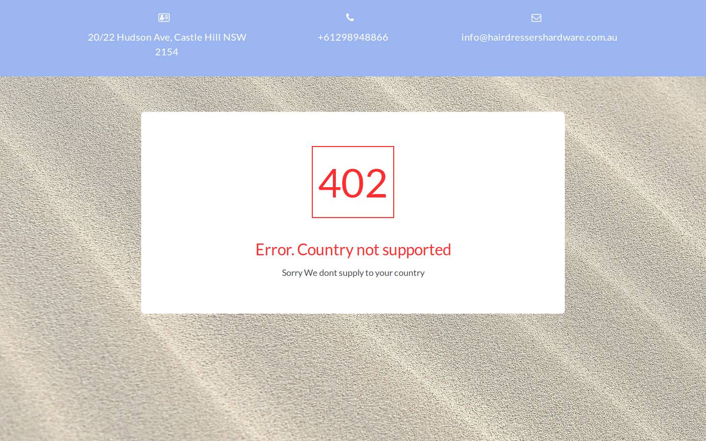 hairdressershardware.com.au homepage screenshot