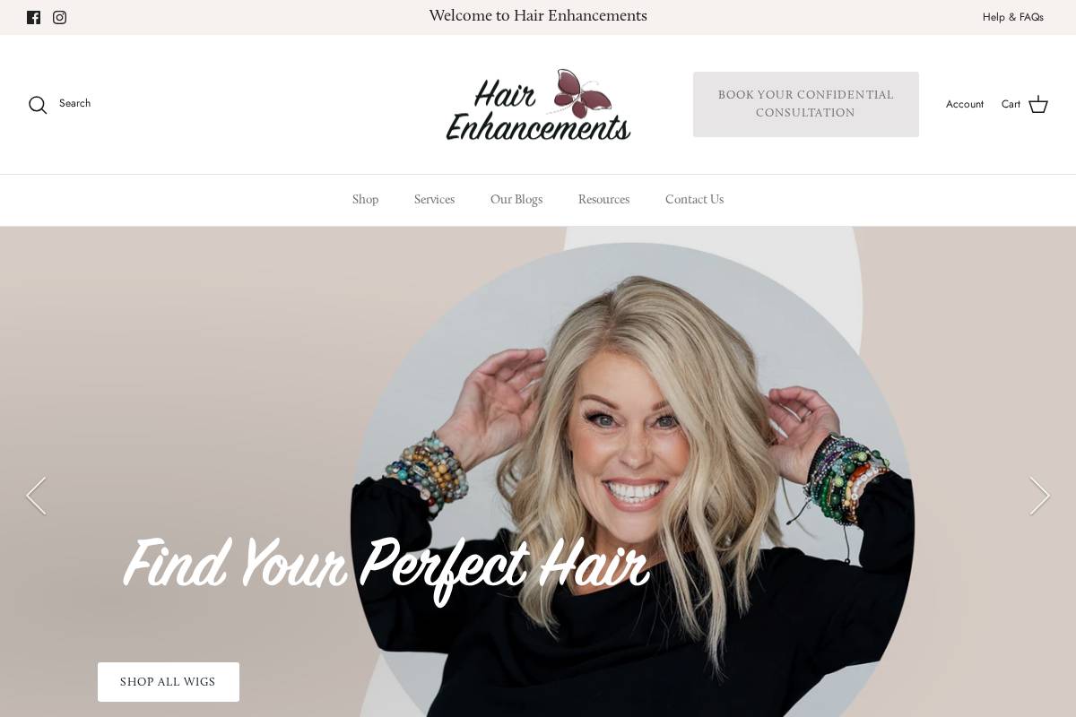 Hair Enhancements homepage screenshot