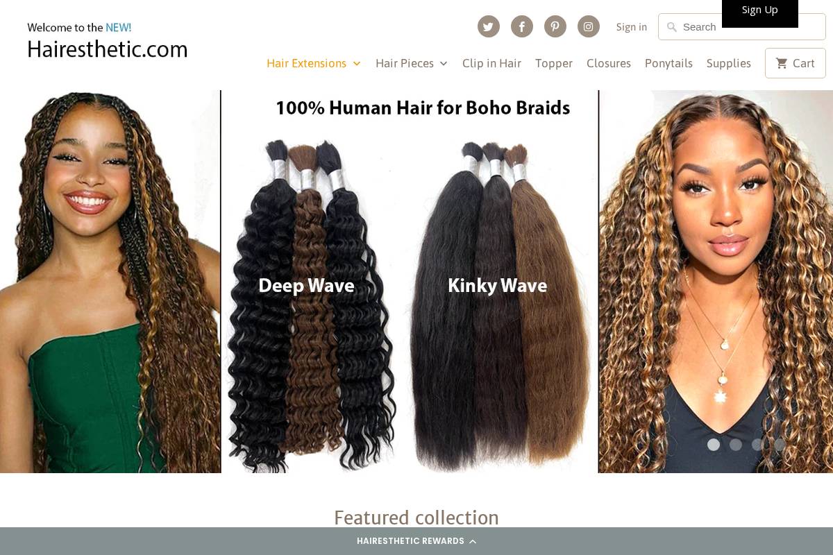 Hairesthetic homepage screenshot