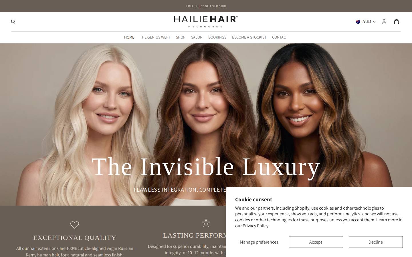 hairextensionssalon.com.au homepage screenshot