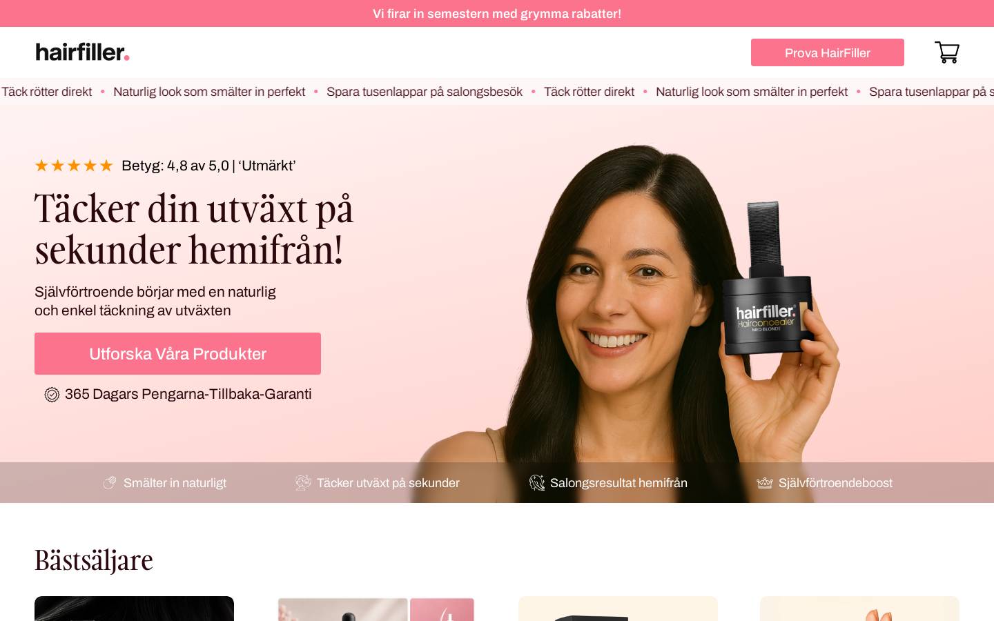 Hairfiller homepage screenshot
