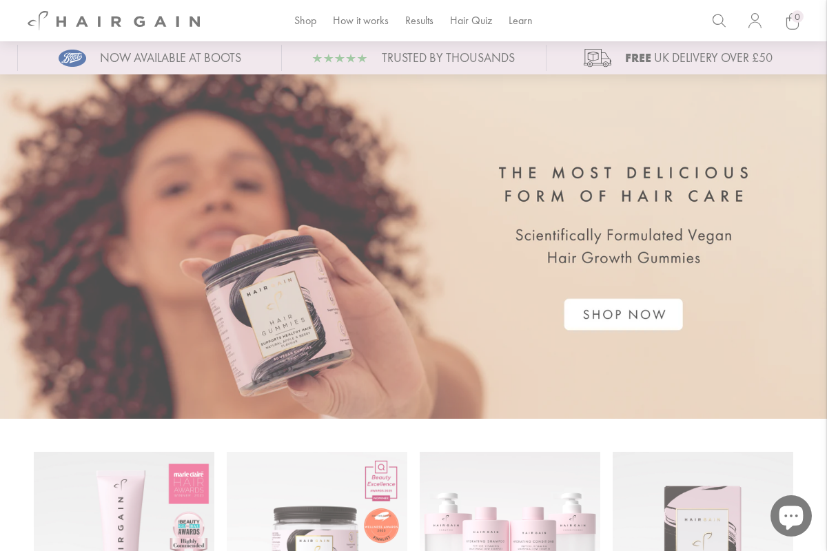 HairGain homepage screenshot