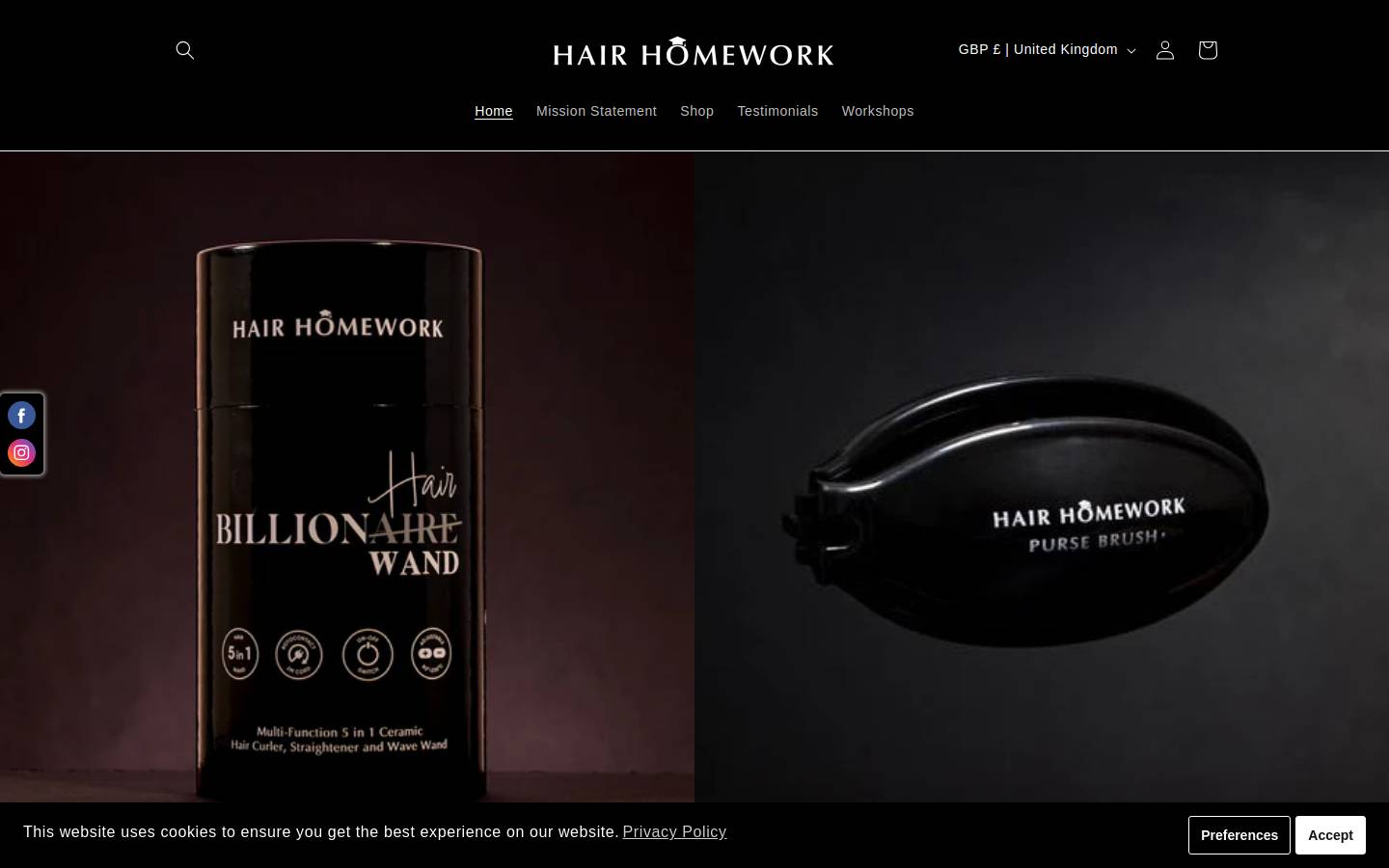 hairhomework.com homepage screenshot