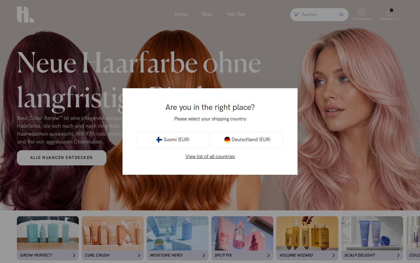Hairlust homepage screenshot