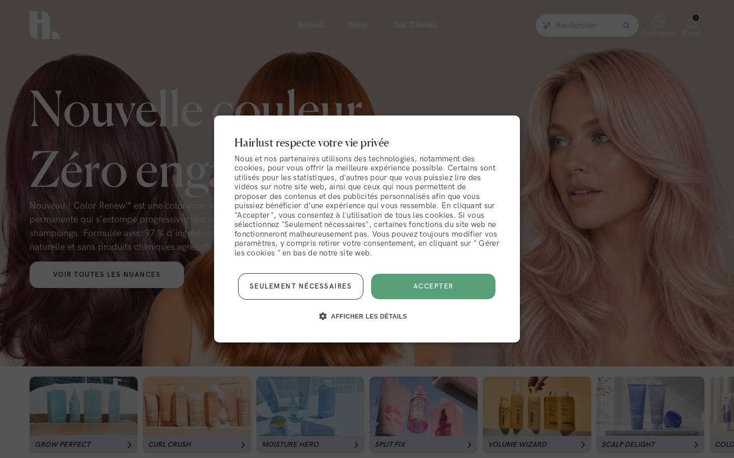 Hairlust homepage screenshot