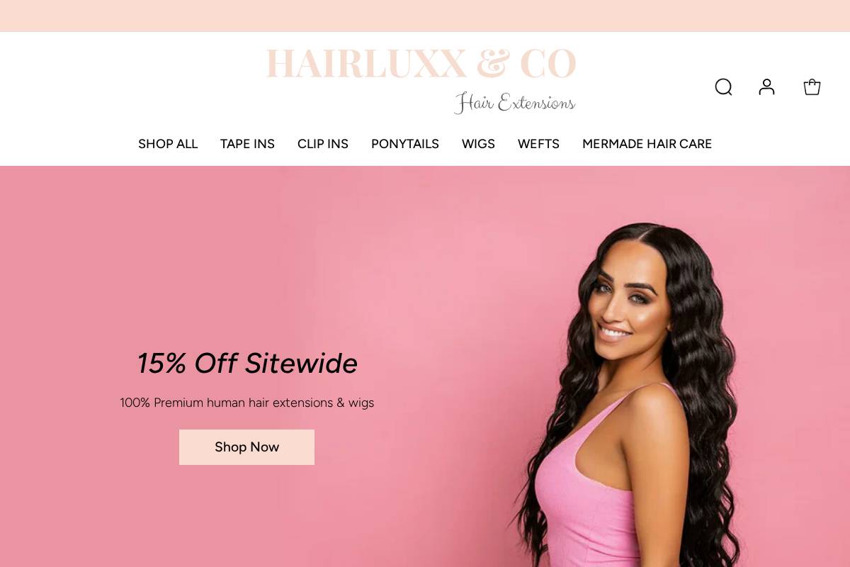 hairluxxco.com homepage screenshot