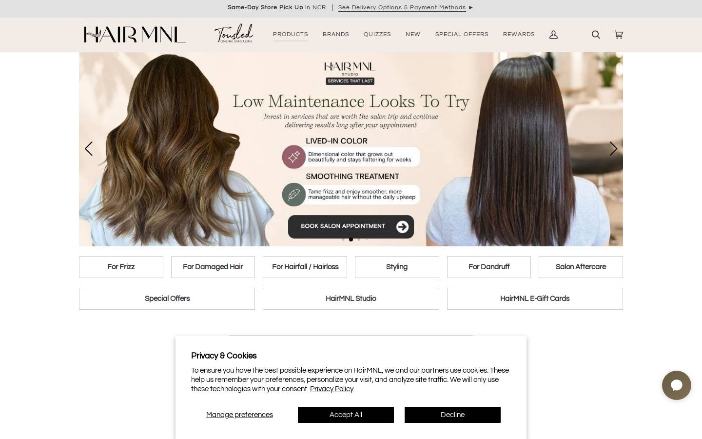 HairMNL homepage screenshot