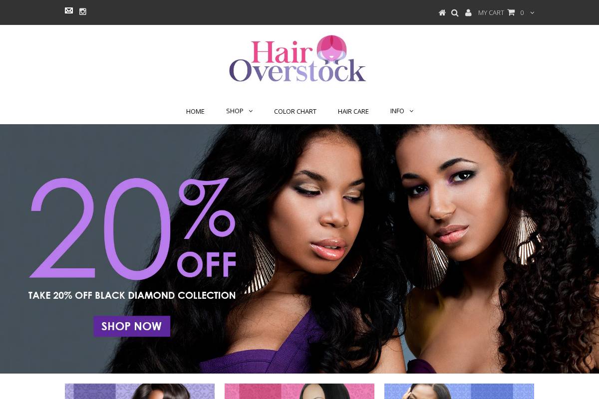 Hair Overstock homepage screenshot