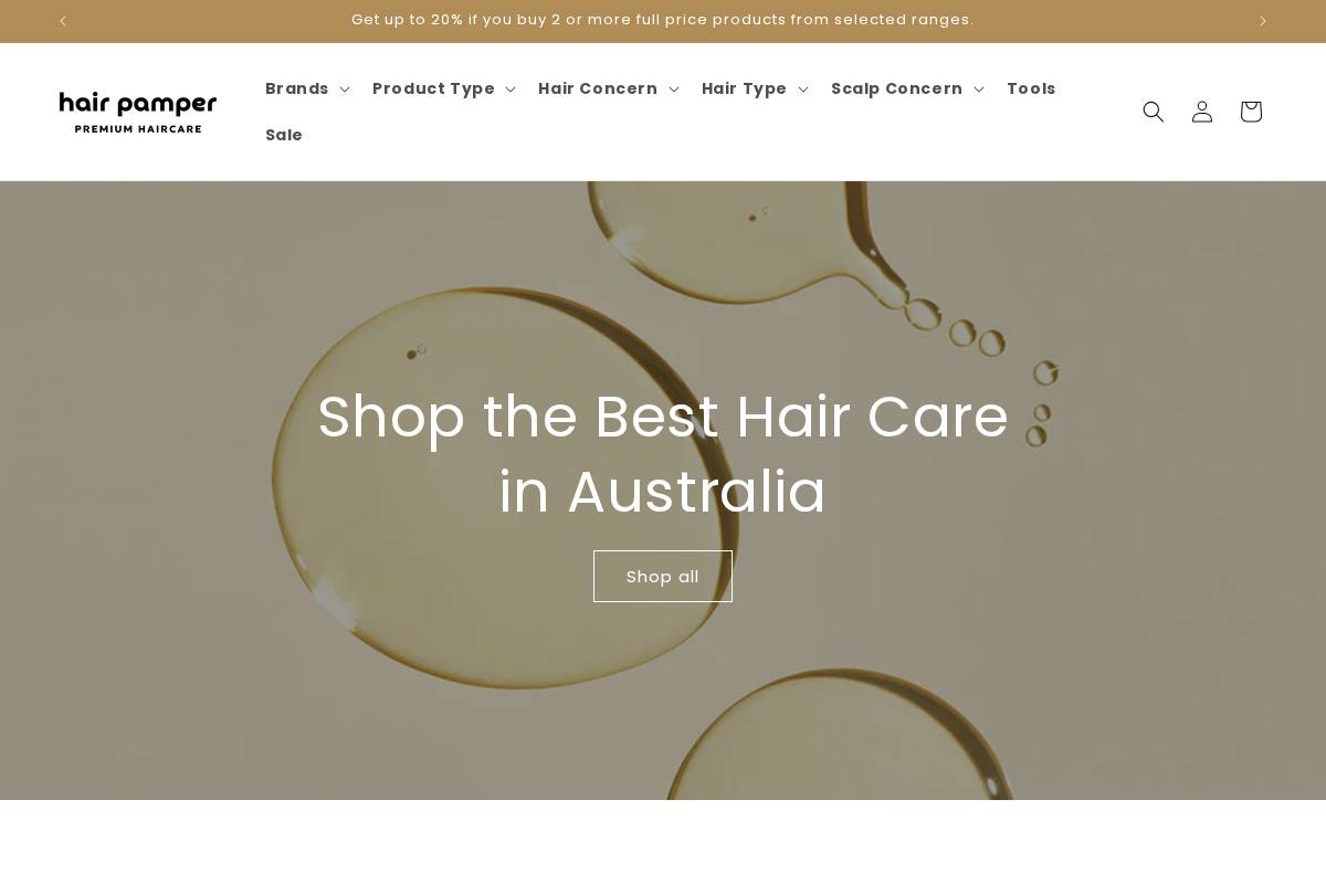 Hairpamper homepage screenshot