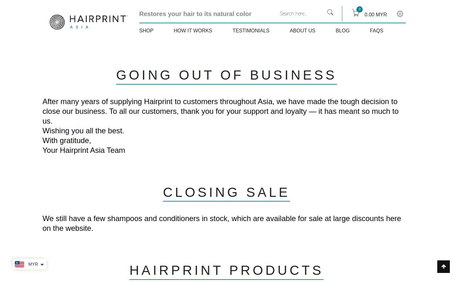 hairprint.asia homepage screenshot