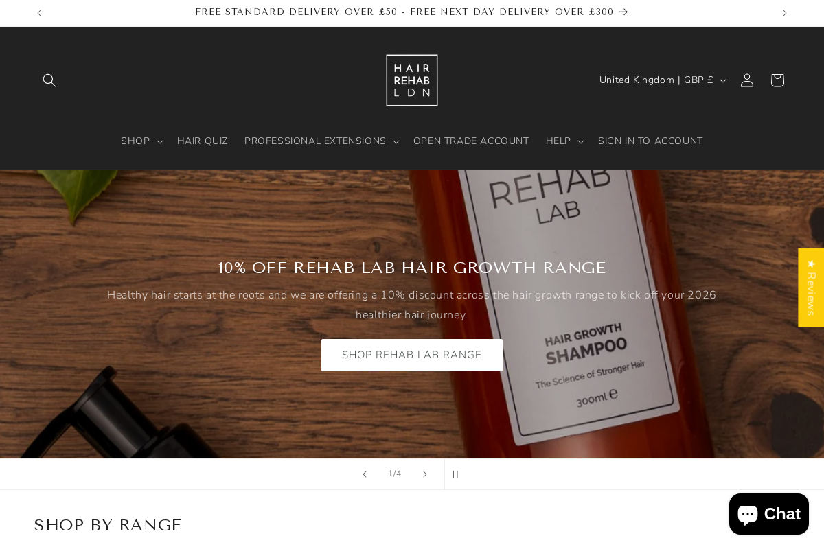 Hair Rehab London homepage screenshot