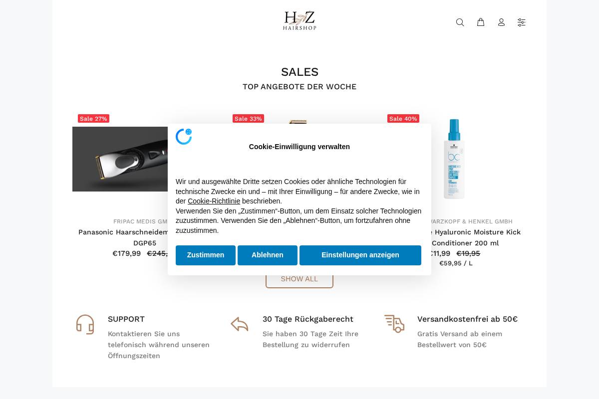 hairshop-hz.com homepage screenshot